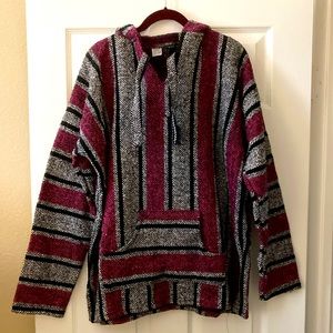 Striped Baja, Serape, Blanket Style Hoodie from Mexico - UNISEX